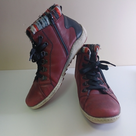 Remonte Dorndorf Rieker Women's Liv Red Leather Ankle Boots EUR 38 UK 5 US 8 - Picture 1 of 8